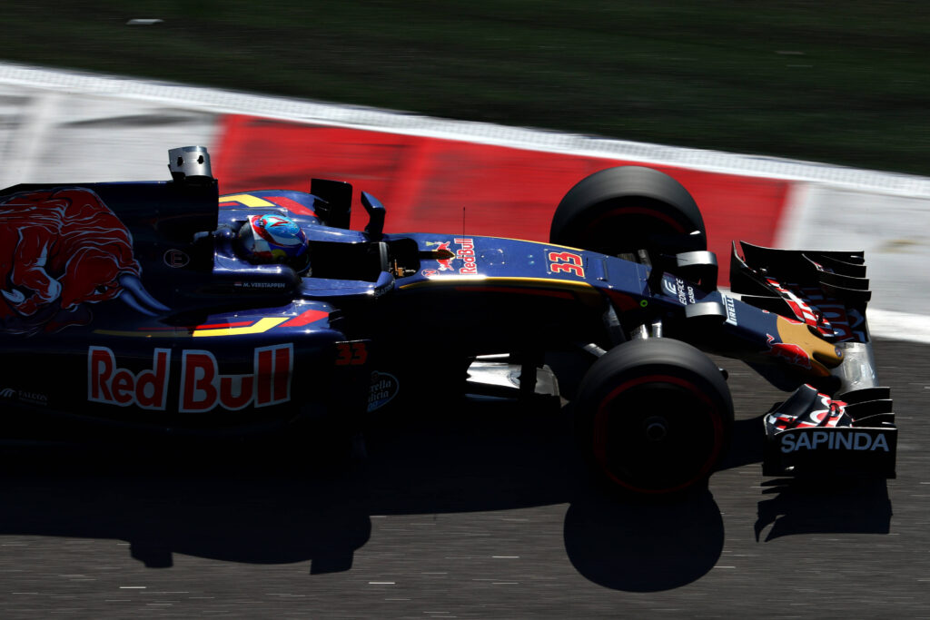SOCHI, RUSSIA - May 1, 2016: Max Verstappen of the Netherlands driving the (33) Scuderia Toro Rosso STR11 Ferrari 060/5 turbo (Photo by Clive Mason/Getty Images // Red Bull Content Pool) 
