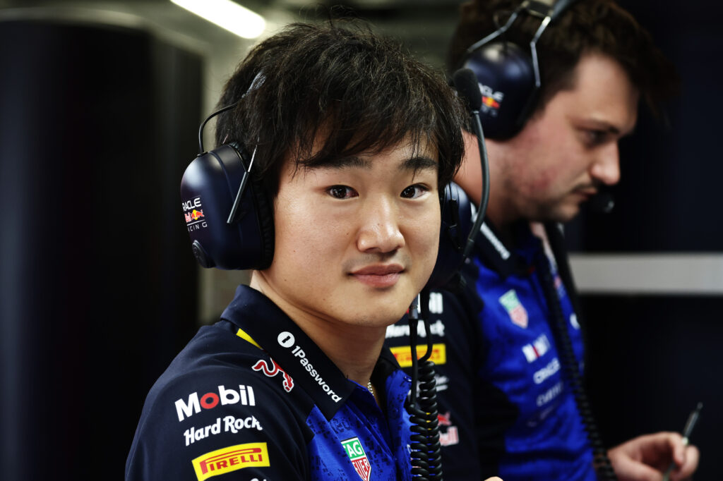 Yuki Tsunoda of Japan and Oracle Red Bull Racing looks on in the garage during qualifying ahead of the F1 Grand Prix of Hungary at Hungaroring on July 25, 2026 in Budapest, Hungary. (Photo by Mark Thompson/Getty Images)
