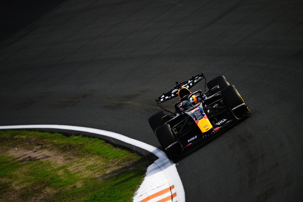 Max Verstappen of the Netherlands on track during Sprint Qualifying ahead of the F1 Grand Prix of Netherlands at Circuit Zandvoort on August 21, 2026 (Photo by Rudy Carezzevoli / Getty Images / Red Bull Content Pool)