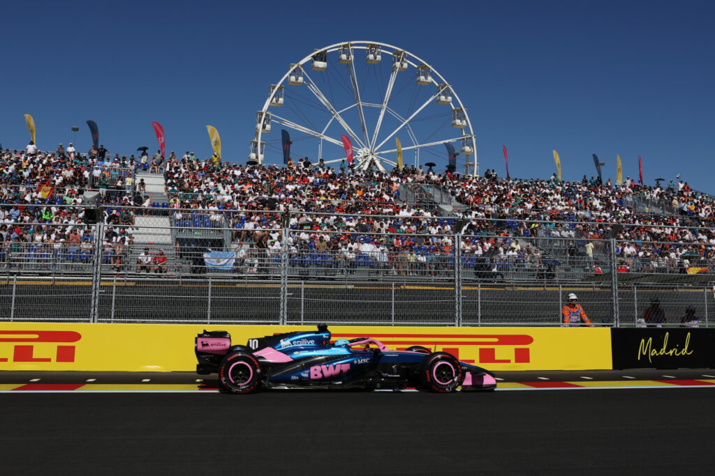 Pierre Gasly of France driving the (10) Alpine F1 A526 Mercedes on track during qualifying ahead of the F1 Grand Prix of Spain at Madring
