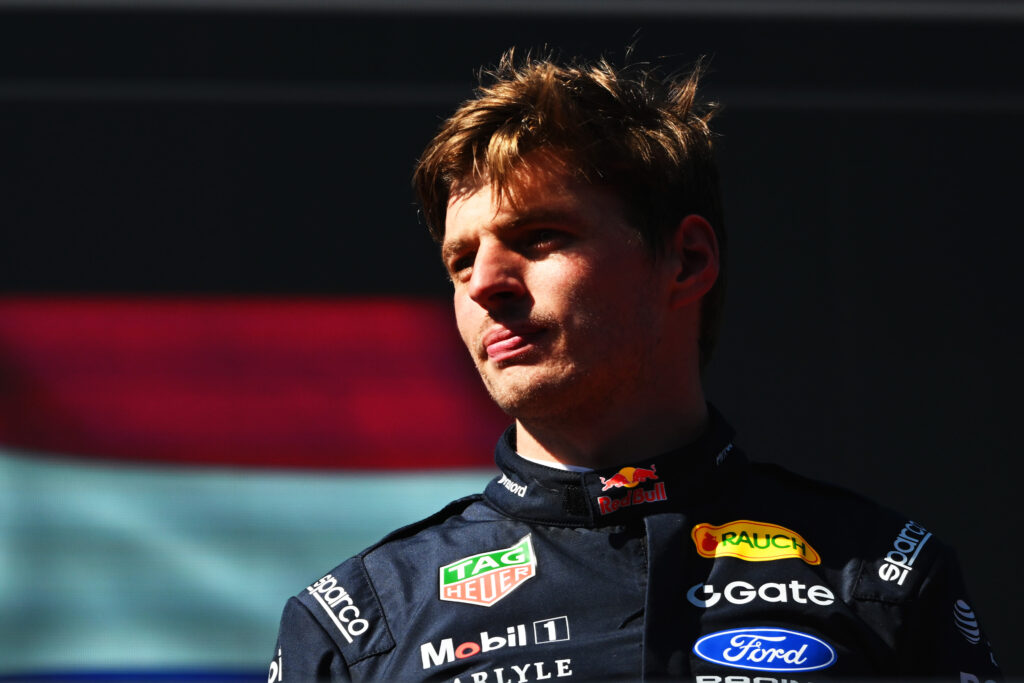 Second placed Max Verstappen of the Netherlands and Oracle Red Bull Racing celebrates on the podium during the F1 Grand Prix of Spain at Madring on September 13, 2026 in Madrid, Spain. (Photo by Rudy Carezzevoli/Getty Images)