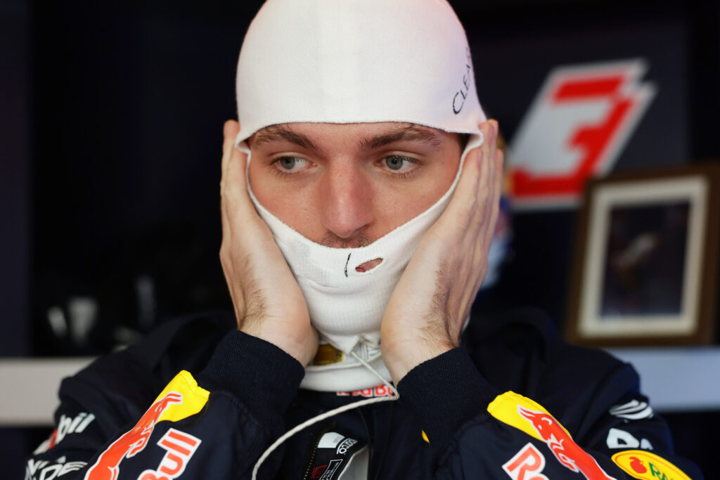 Max Verstappen of the Netherlands and Oracle Red Bull Racing prepares to drive in the garage during qualifying ahead of the F1 Grand Prix of China at Shanghai International Circuit on March 14, 2026 in Shanghai, China. (Photo by Mark Thompson/Getty Images)