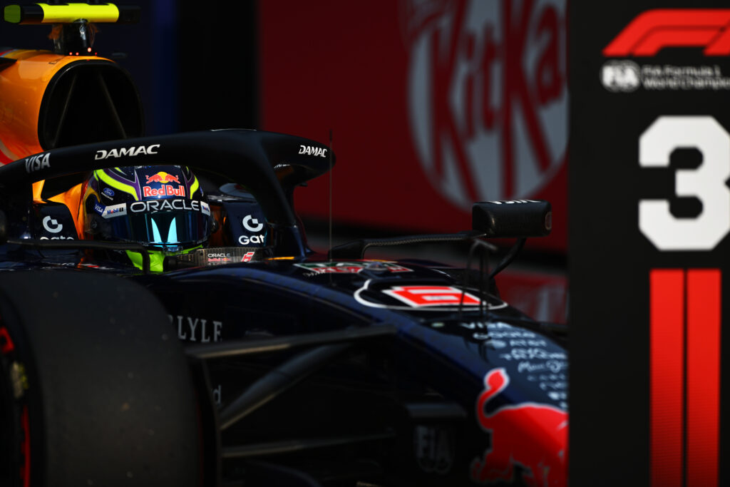 Third placed qualifier Isack Hadjar of France driving the (6) Oracle Red Bull Racing RB22 Red Bull Ford Powertrains arrives in parc ferme during qualifying ahead of the F1 Grand Prix of Bahrain in Malaysia at Sepang Circuit on October 03, 2026 in Kuala Lumpur, Malaysia. (Photo by Rudy Carezzevoli/Getty Images)